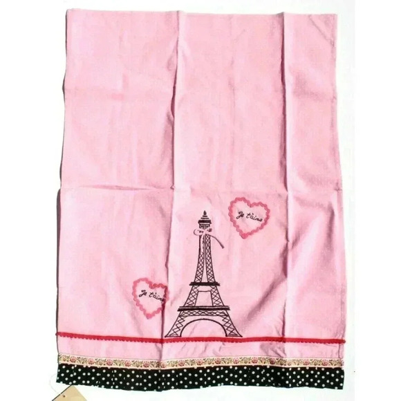 NEW Girly Pink Paris Poodle Sur La Table Kitchen Towel Eiffel Tower - Picture 1 of 2